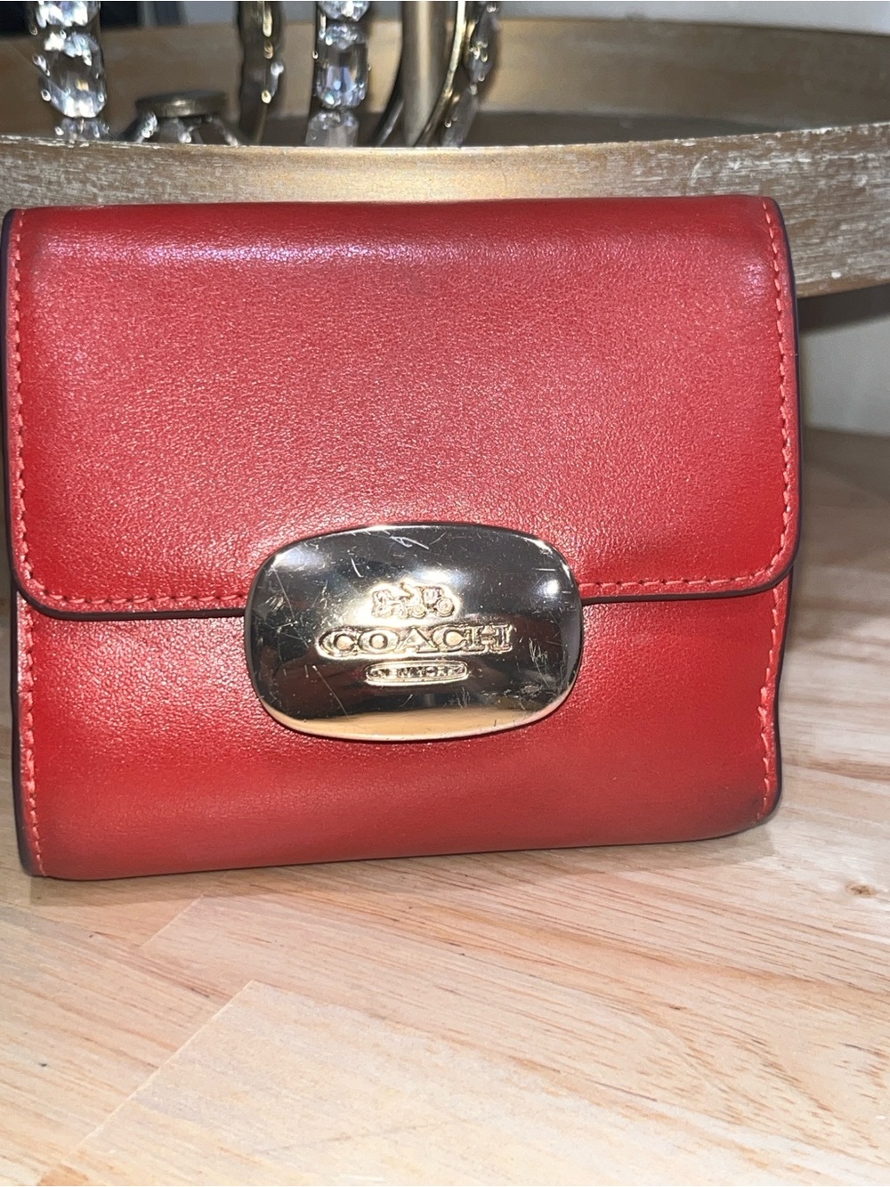 Coach Eliza small red leather wallet